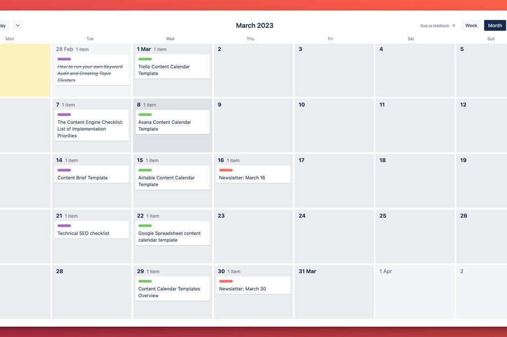 Trello Content Calendar Template